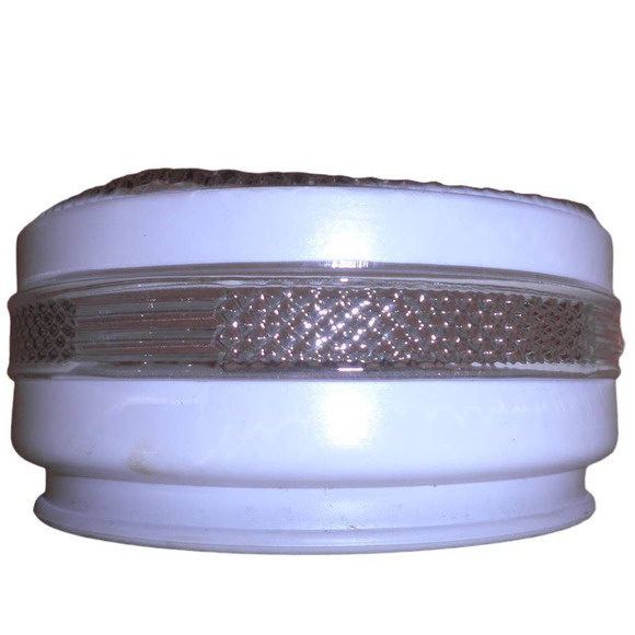 Vintage 70's 1-light 6-1/2" Flush Mount Ceiling Light, Cut Glass, White & Clear - Picture 5 of 10